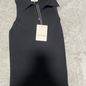 Olivia Grey Black Sleeveless Top